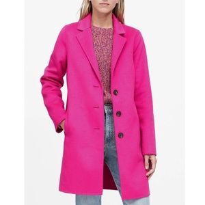 Banana Republic Hot Pink Wool Trench Coat Peacoat Topcoat Jacket Long